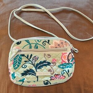 Vera Bradley Quilted Crossbody Bag - Green and Pink Floral